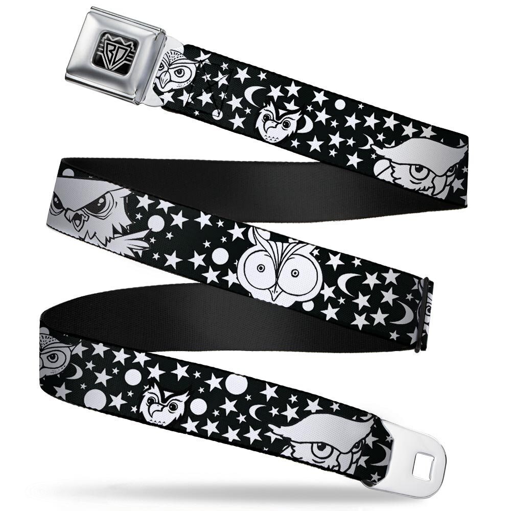 4982 Seatbelt Belt - Owl Expressions Black/White - 1.0" Wide - 20-36 Inches